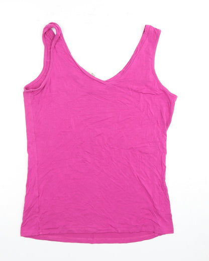 hush Women's Pink V-Neck Tank Top - Size S