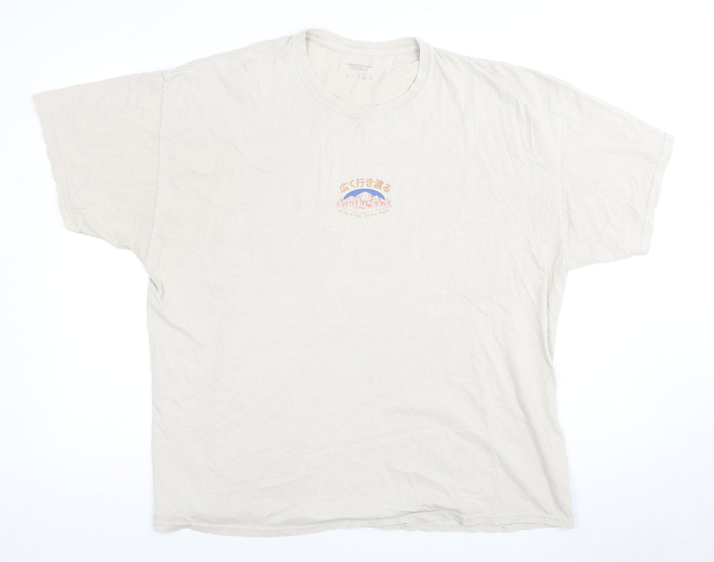 Urban Outfitters Men's Beige Oversized Graphic Tee L