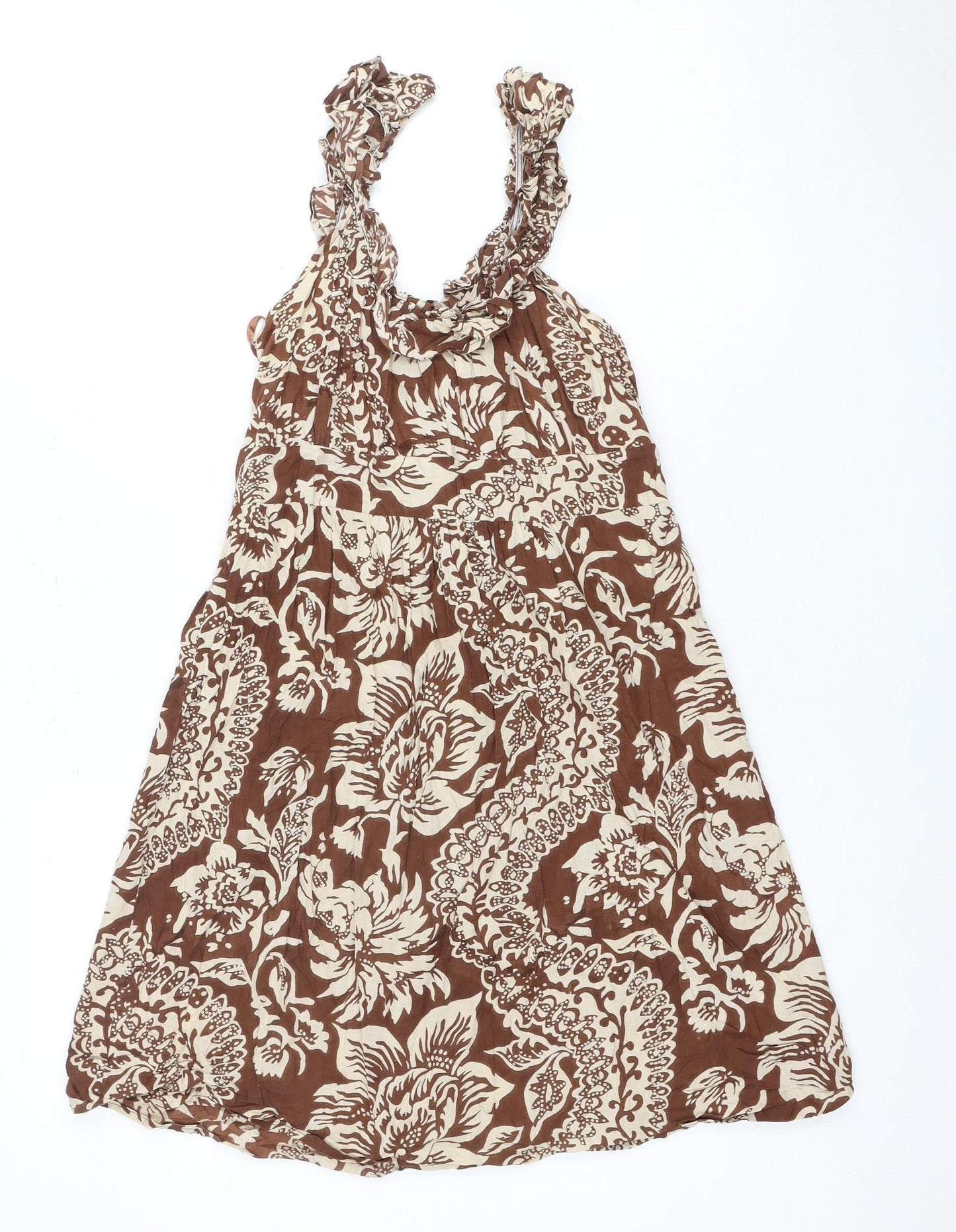 ASOS Women's Brown Floral Halter Dress Size 10
