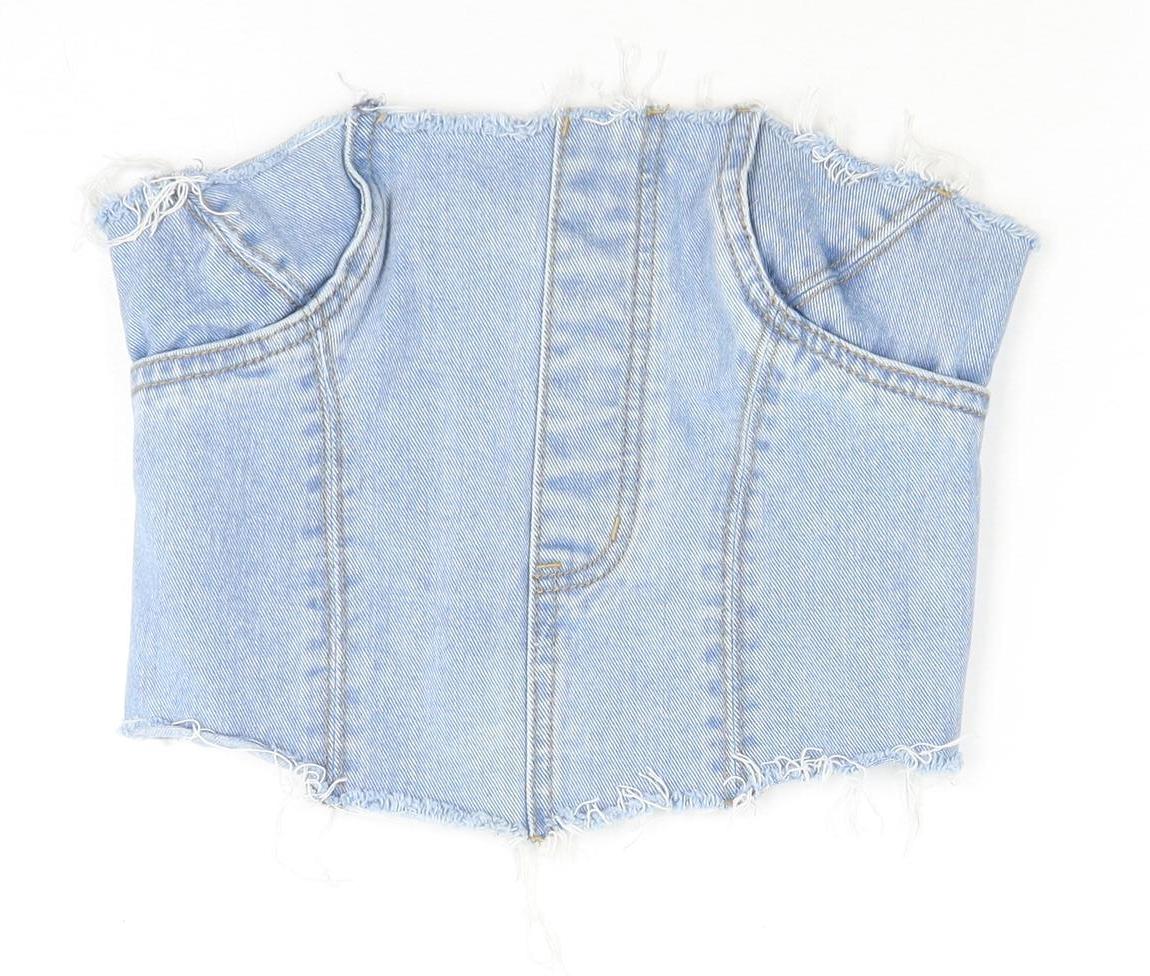 PrettyLittleThing Women's Blue Cropped Denim Corset