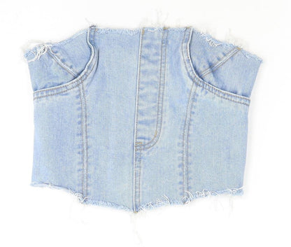 PrettyLittleThing Women's Blue Cropped Denim Corset