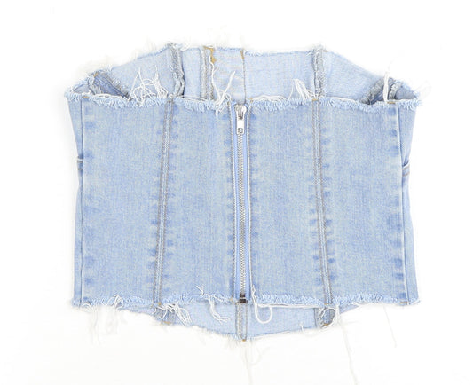 PrettyLittleThing Women's Blue Cropped Denim Corset