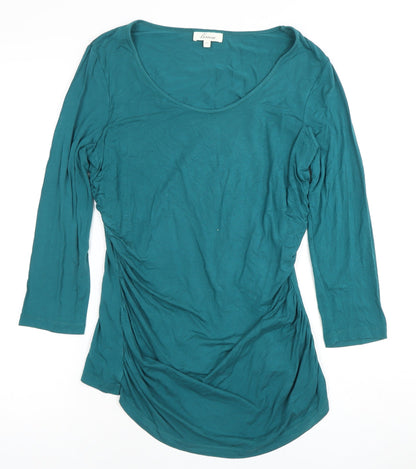 Womens UK Size M Linea Green Basic Blouse