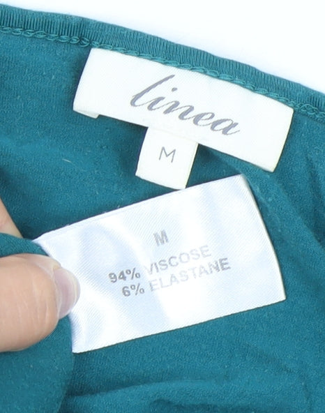 Womens UK Size M Linea Green Basic Blouse