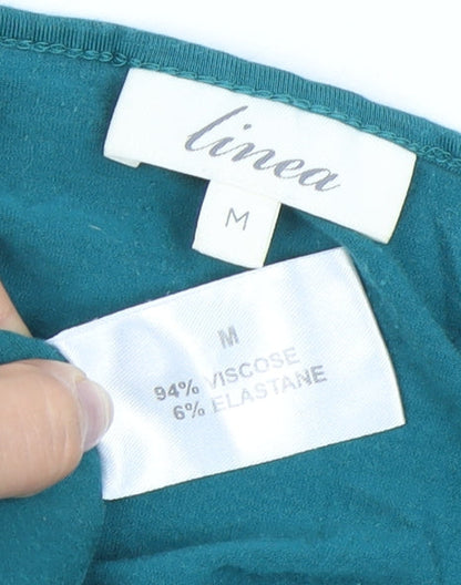 Womens UK Size M Linea Green Basic Blouse