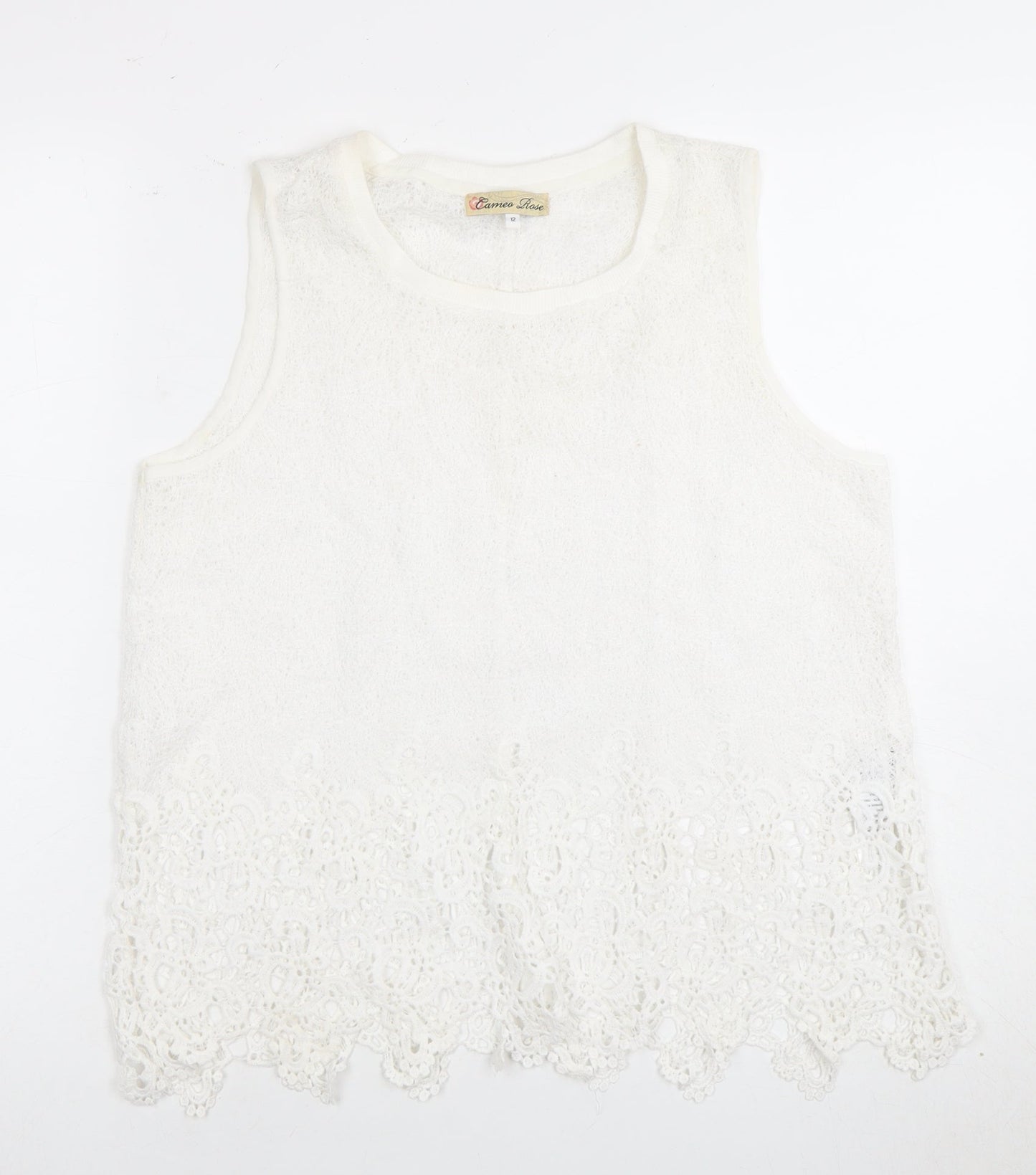 Bonnie Rose Women’s White Crochet Tank Top Size 12