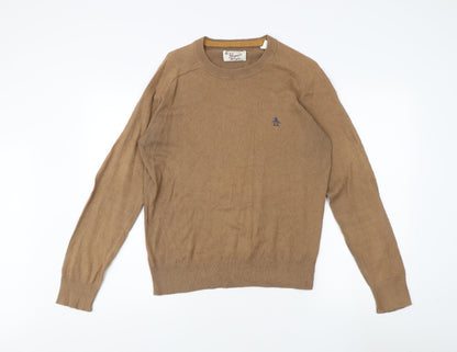 Penguin Men's Brown Cotton Cashmere Pullover, M