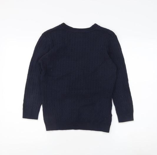 Laura Ashley Women's Blue V-Neck Knit Pullover Jumper Size 10