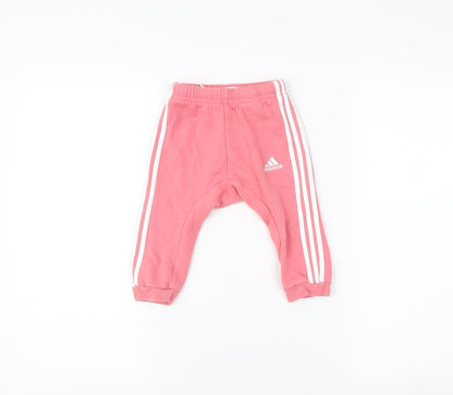 Adidas Pink Unisex Baby Jogger Trousers 9-12 Months