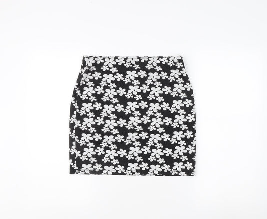New Look Women's Black Floral Pencil Skirt Size 12
