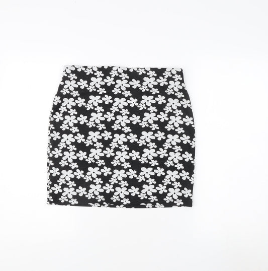 New Look Women's Black Floral Pencil Skirt Size 12