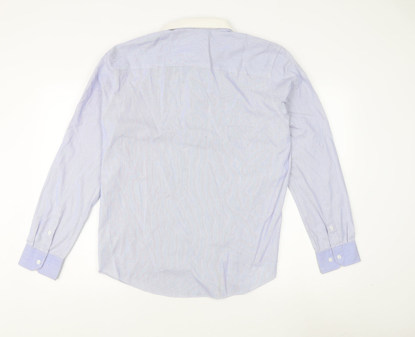 Thomas Nash Men's Blue Striped Dress Shirt L