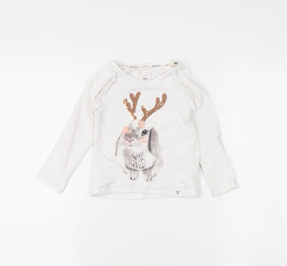 Mantaray Girls Ivory Rabbit T-Shirt 3-4 Years Sequin Accent