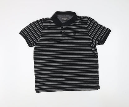 Bonmarché Men's Black Striped Polo Shirt L
