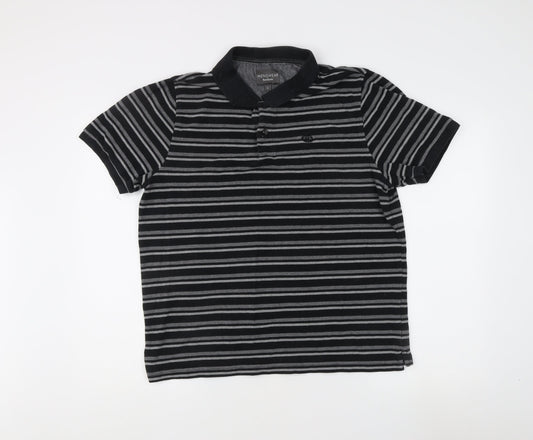 Bonmarché Men's Black Striped Polo Shirt L
