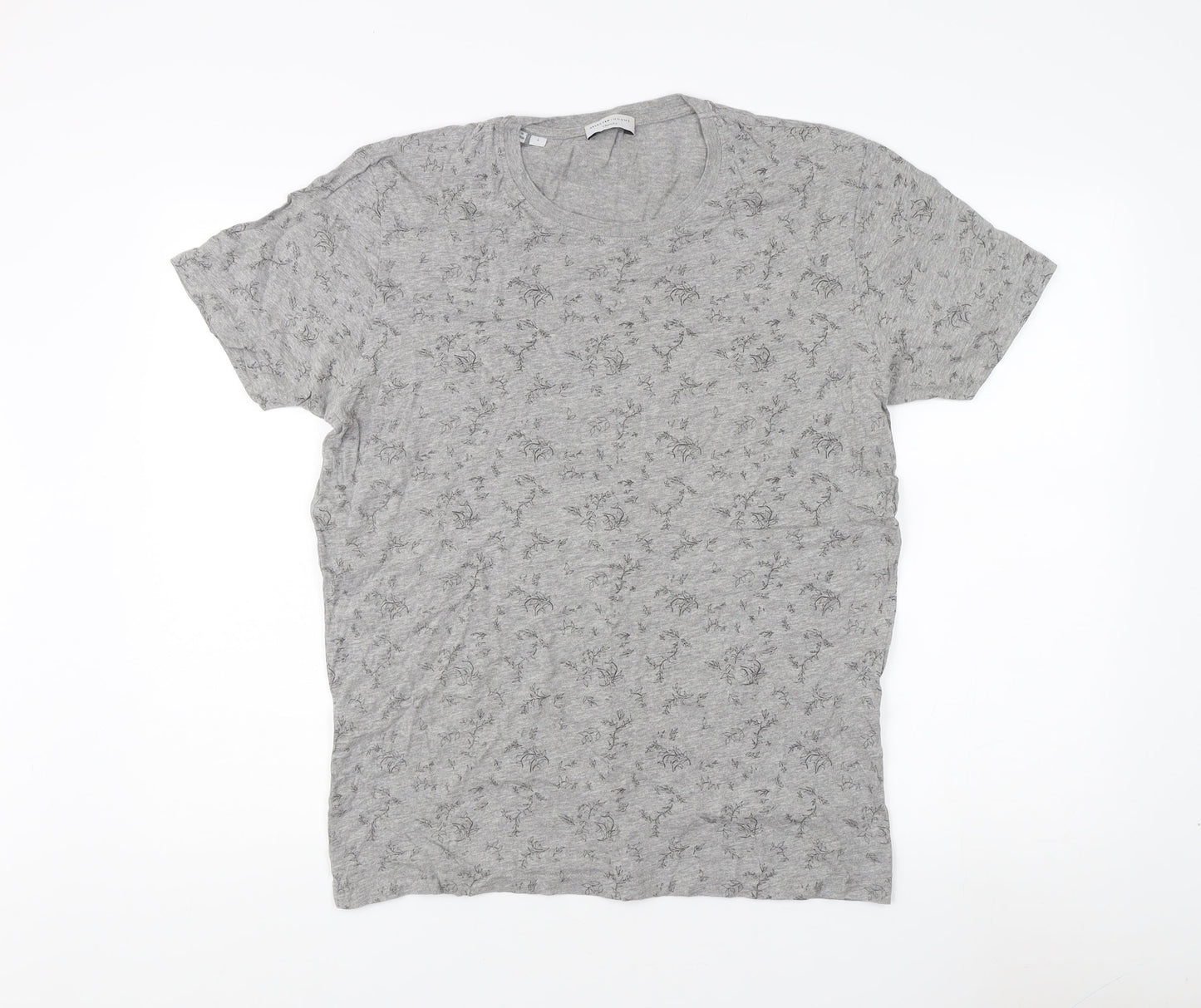 Selected Homme Mens Grey Floral T-Shirt Size L