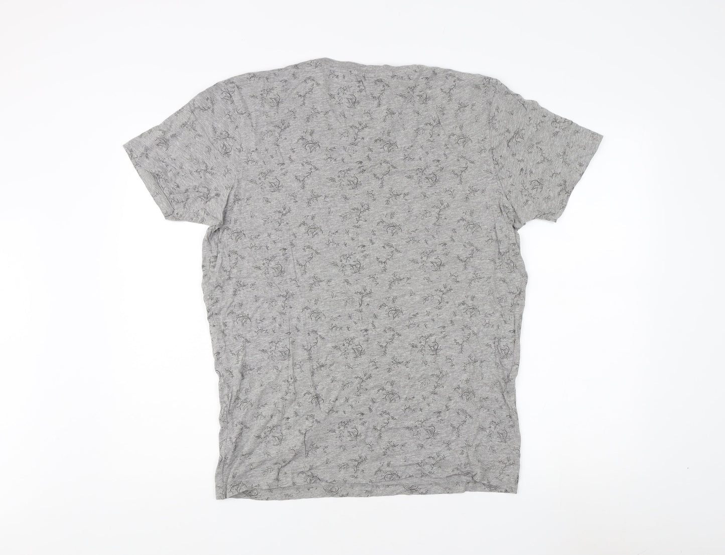 Selected Homme Mens Grey Floral T-Shirt Size L