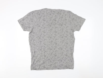 Selected Homme Mens Grey Floral T-Shirt Size L