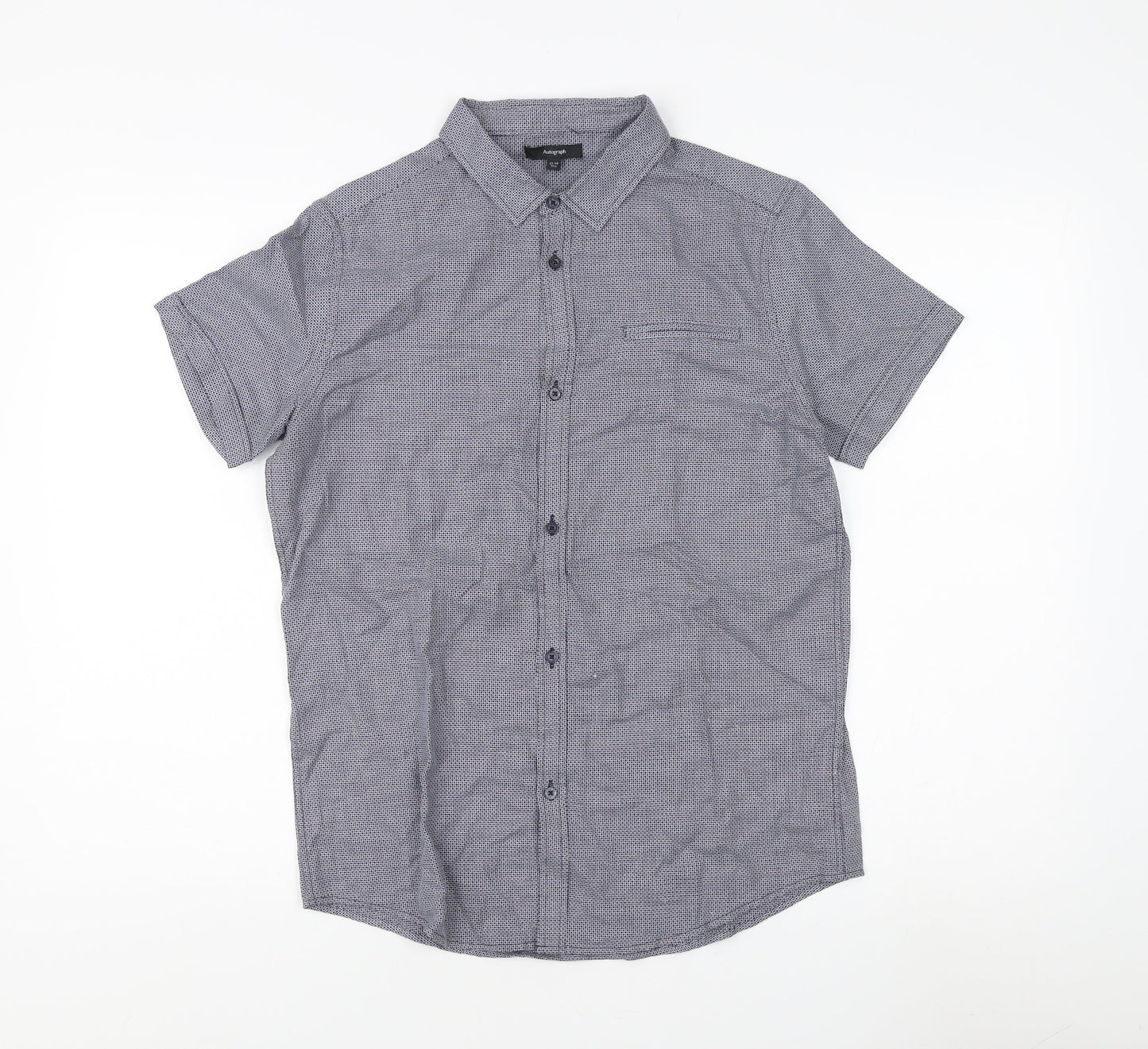 Autograph Boys' Grey Check Button-Up Shirt 13-14 Years
