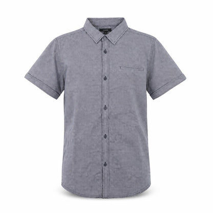 Front view of Autograph boys’' grey check button-up shirt 13-14 years