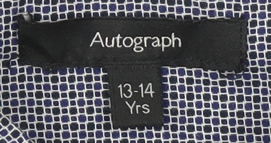 Autograph Boys' Grey Check Button-Up Shirt 13-14 Years