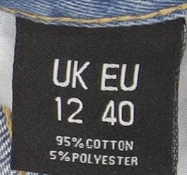 PrettyLittleThing Women's Blue Distressed Straight Jeans Size 12