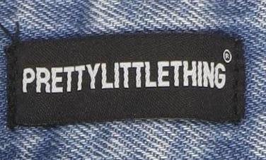 PrettyLittleThing Women's Blue Distressed Straight Jeans Size 12