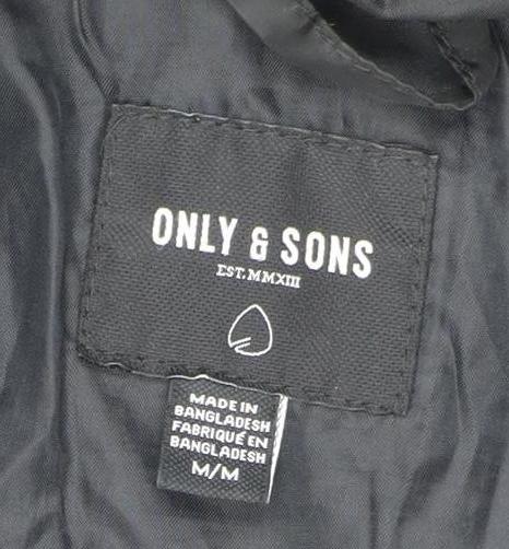 Mens UK Size M ONLY & SONS Black Puffer Jacket