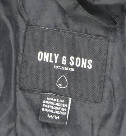 Mens UK Size M ONLY & SONS Black Puffer Jacket