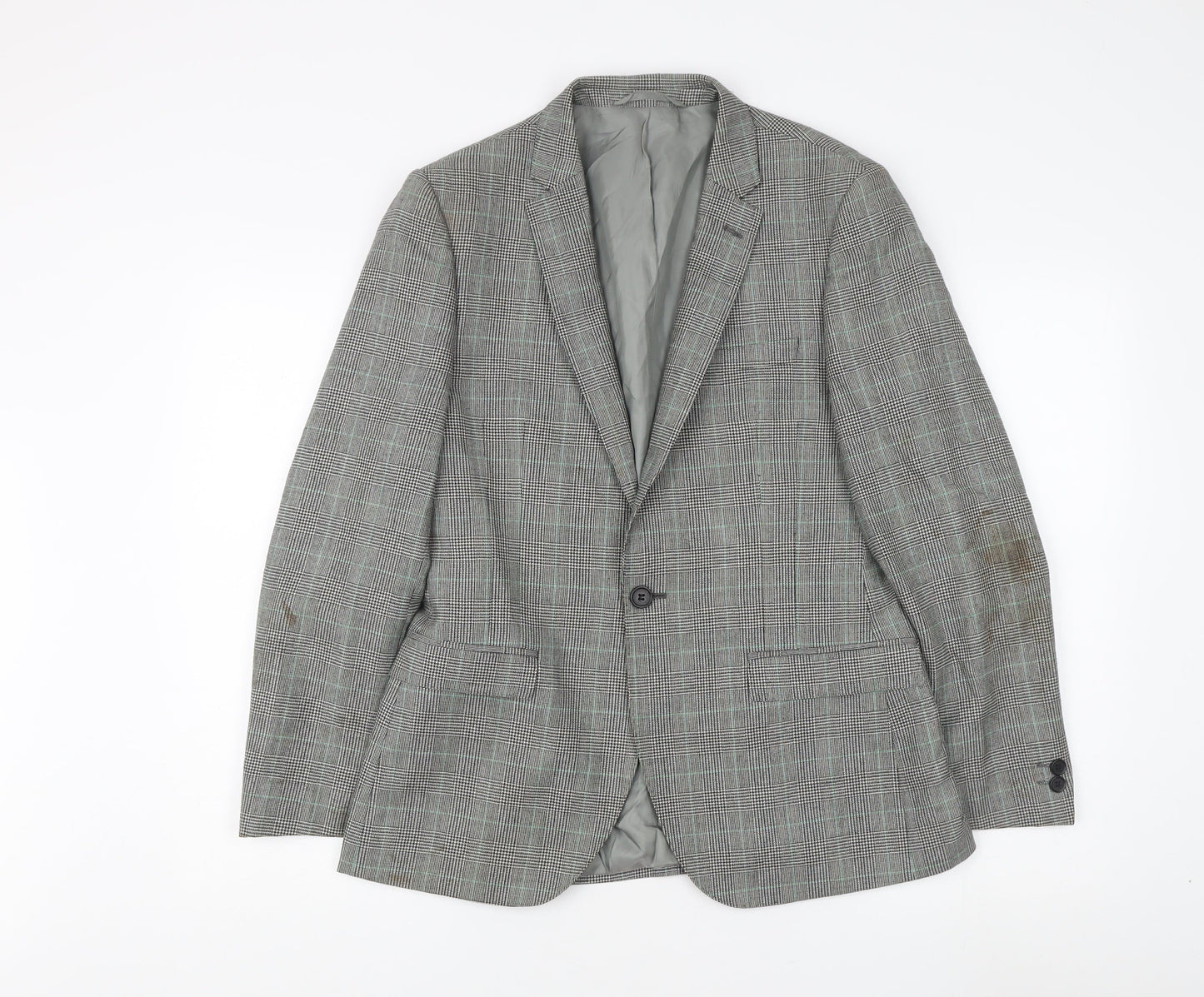 Mens UK Size 38 Moss London Regular Grey Suit Jacket