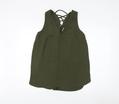 Womens UK Size 16 River Island Green Basic Tank
