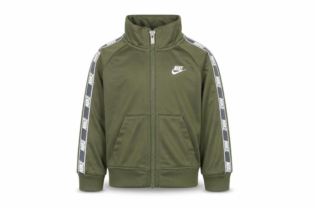 Front view of Nike boys’ green track jacket 2 years full zip activewear