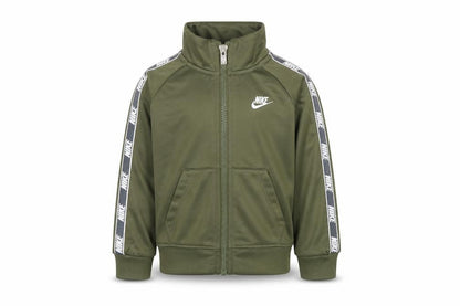 Front view of Nike boys’ green track jacket 2 years full zip activewear