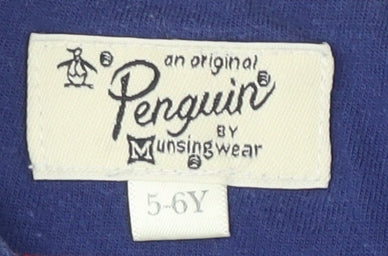 Penguin Boys Blue Striped T-Shirt, 5-6 Years, Cotton