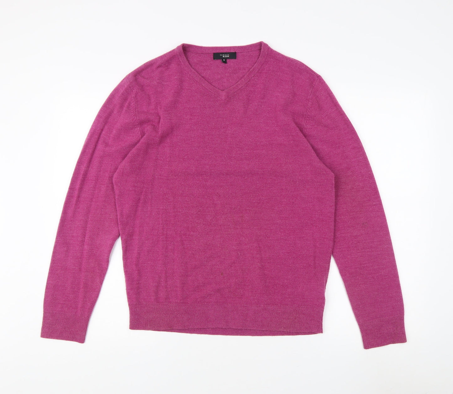 Thomas Nash Men's Pink V-Neck Pullover Jumper, Size S