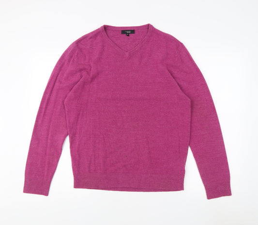 Thomas Nash Men's Pink V-Neck Pullover Jumper, Size S