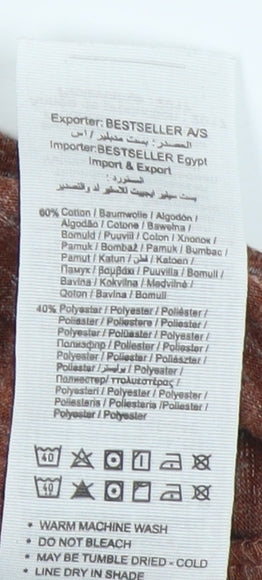 Selected Homme Men's Brown Crew Neck T-Shirt, M