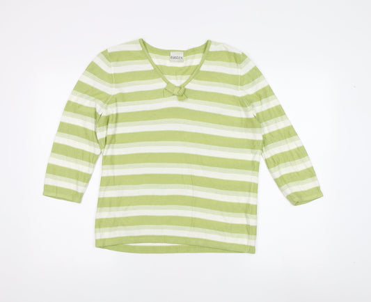 Eastex Women's Green Striped Pullover Jumper Size 12