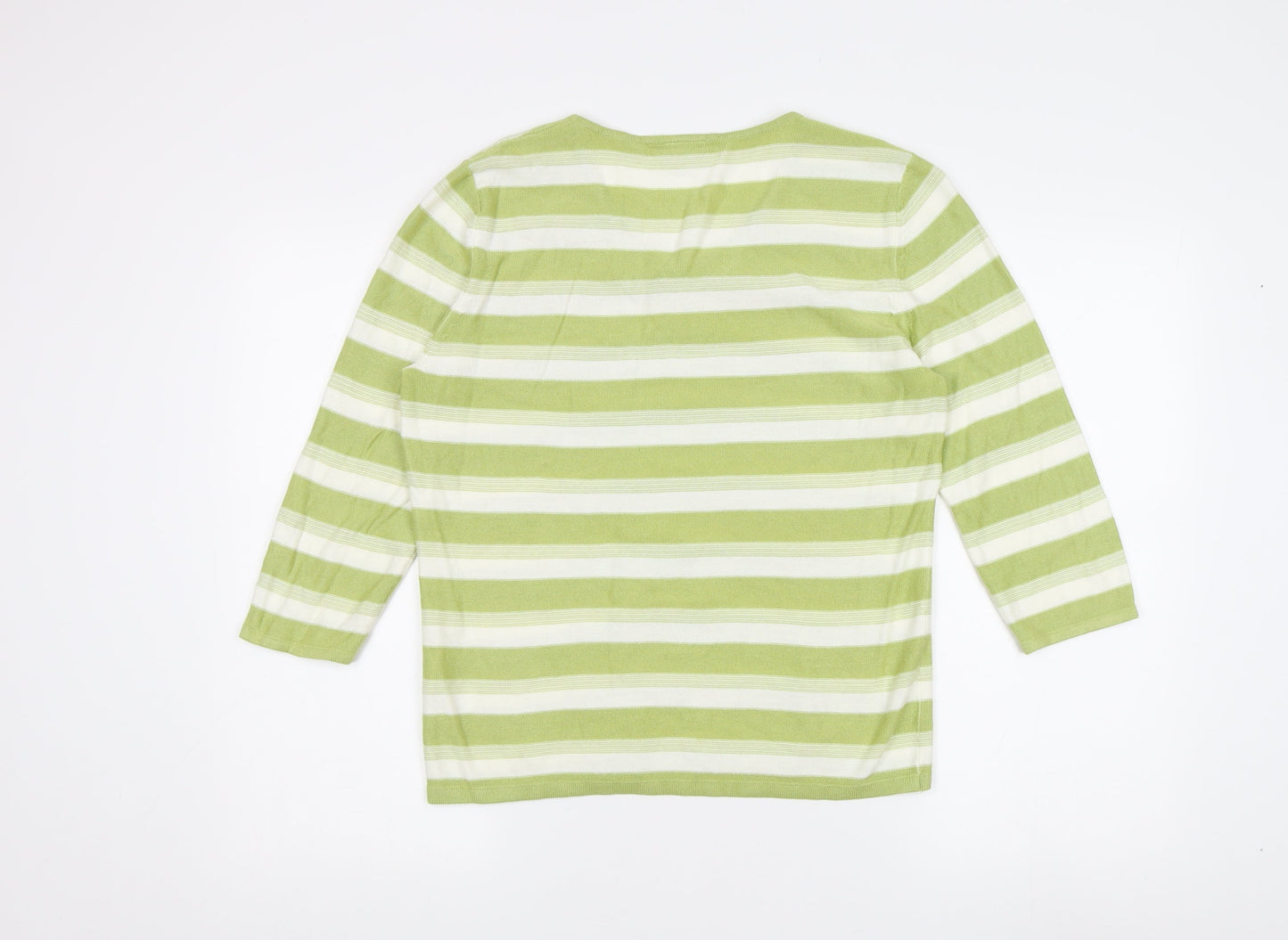 Eastex Women's Green Striped Pullover Jumper Size 12