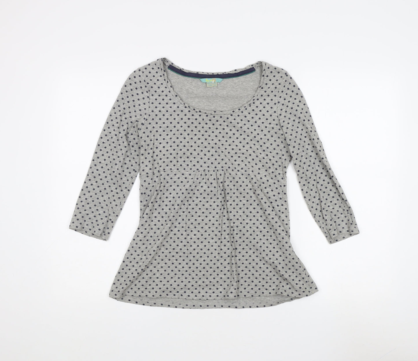 Boden Women's Grey Polka Dot T-Shirt, Size 10