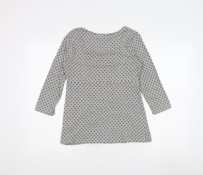Boden Women's Grey Polka Dot T-Shirt, Size 10