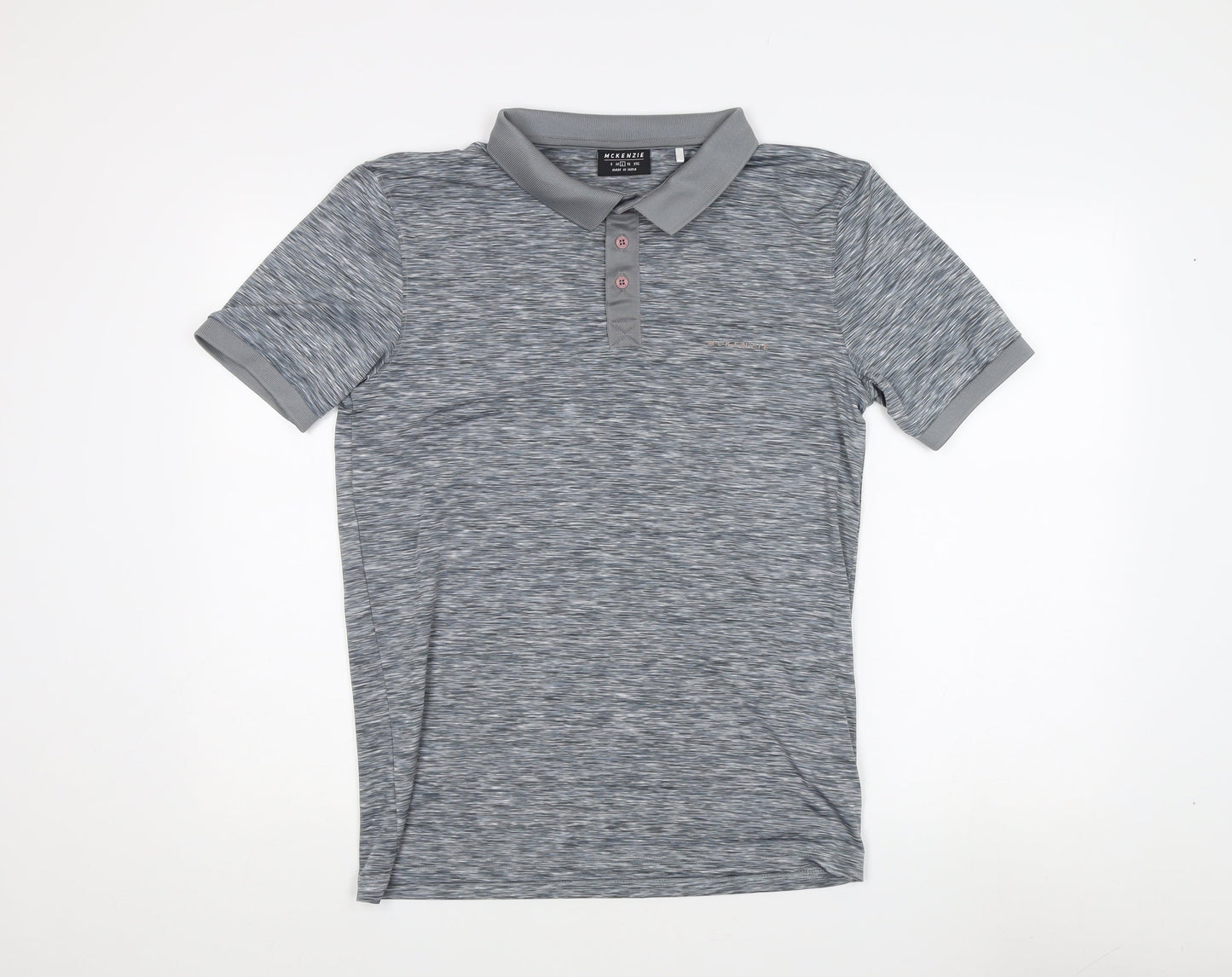 McKenzie Men's Grey Polo Shirt, Size L, Short Sleeve