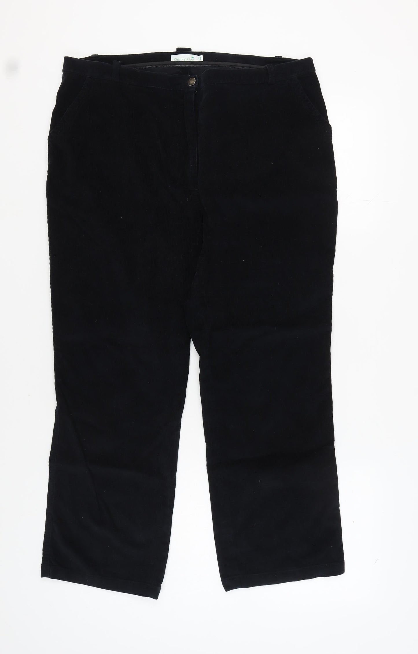 One Up Golf Women's Black Corduroy Trousers, Size 18