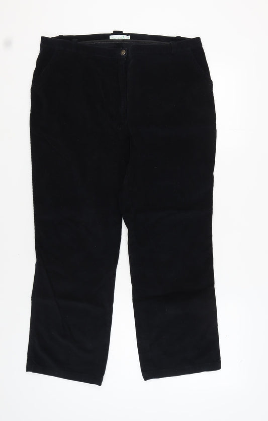 One Up Golf Women's Black Corduroy Trousers, Size 18