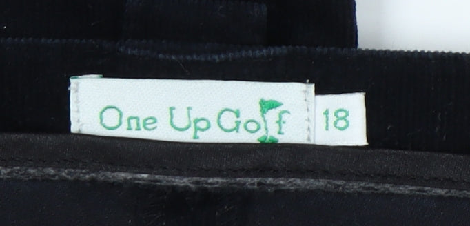 One Up Golf Women's Black Corduroy Trousers, Size 18
