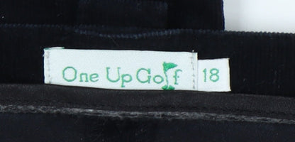 One Up Golf Women's Black Corduroy Trousers, Size 18