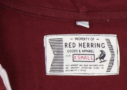 Mens UK Size XS Red Herring Red Full Zip Hoodie