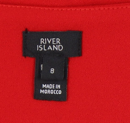 River Island Red Long Sleeve Wrap Dress, Size 8 Women