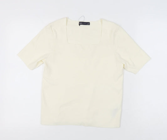 Womens UK Size 14 Marks and Spencer Ivory Pullover Jumper