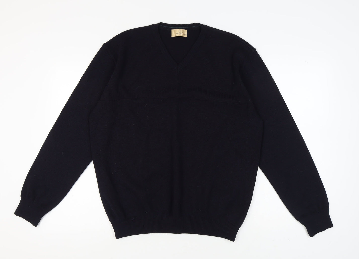 Marks and Spencer Men's Navy V-Neck Pullover Jumper L